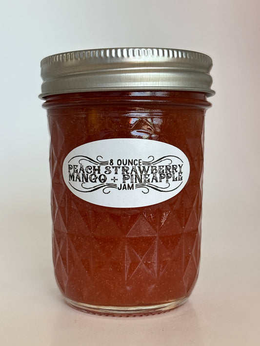 Peach Strawberry Mango + Pineapple Jam